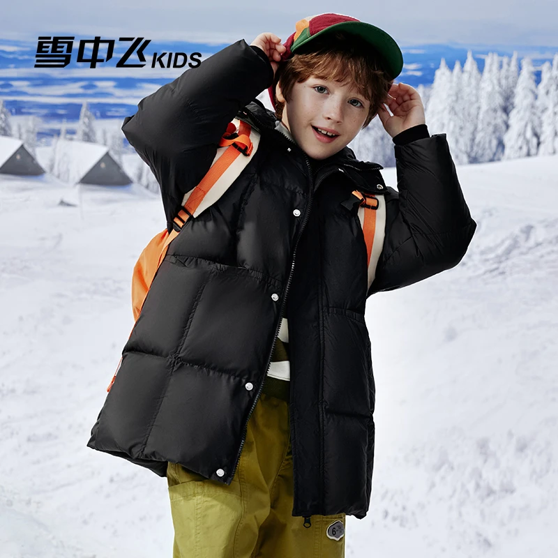 雪中飞儿童羽绒服长款加厚中大童泡芙系列2025冬季-X40145420FXT