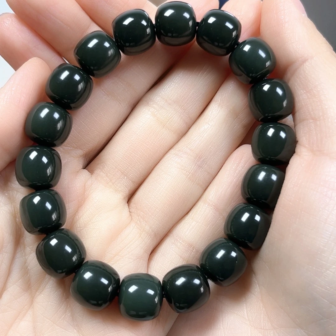 佛***系和田玉未镶嵌手链卡12老形珠珠宝级货头