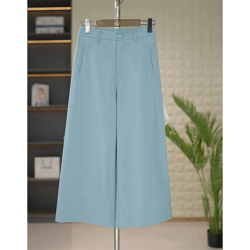 夏日轻薄八分裤女夏薄款2025新款小个子直筒休闲裤垂感高腰女裤