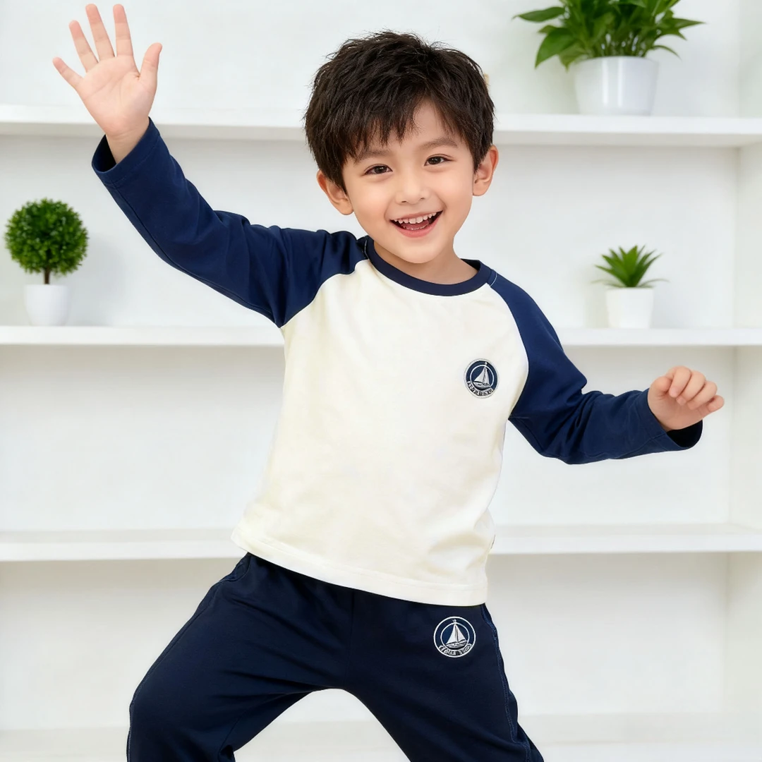 【帆船插肩袖长袖T】WD565秋季萌娃穿搭纯棉韩版圆领长袖针织休闲