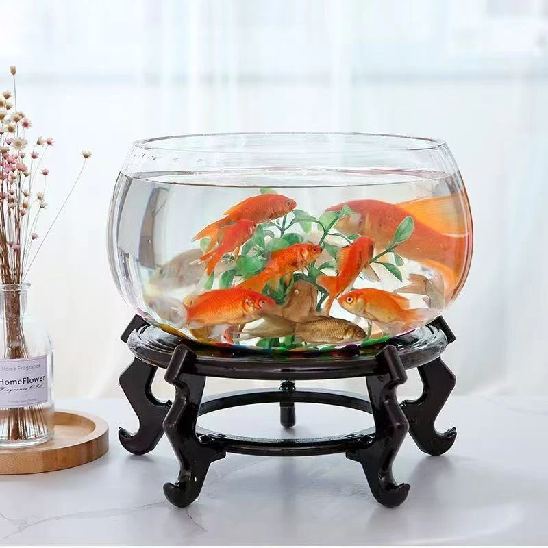 35龟鱼缸玻璃圆形绿萝水培家用小鱼创意透明小型迷你桌面乌龟缸