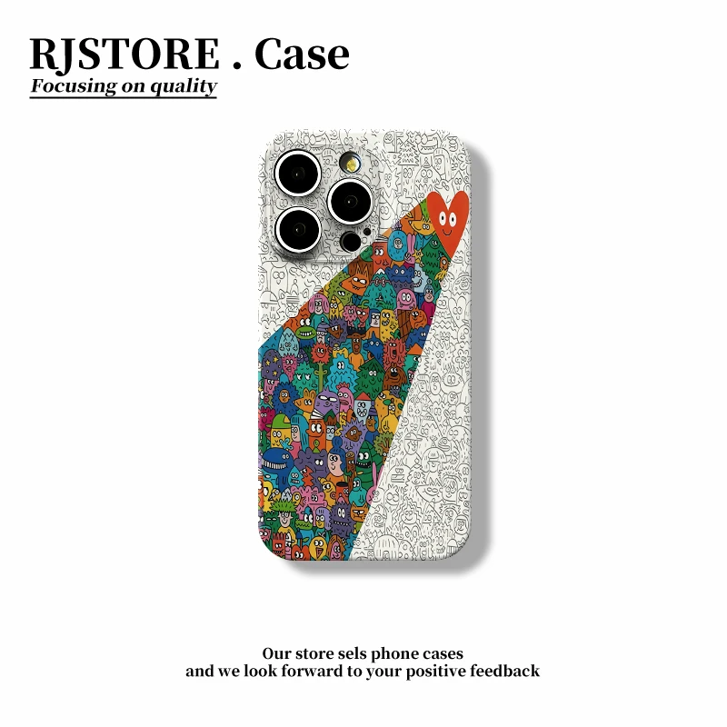 奥菲顿爱心卡通涂鸦适用iphone1615菲林手机壳华为vivo小米oppo套