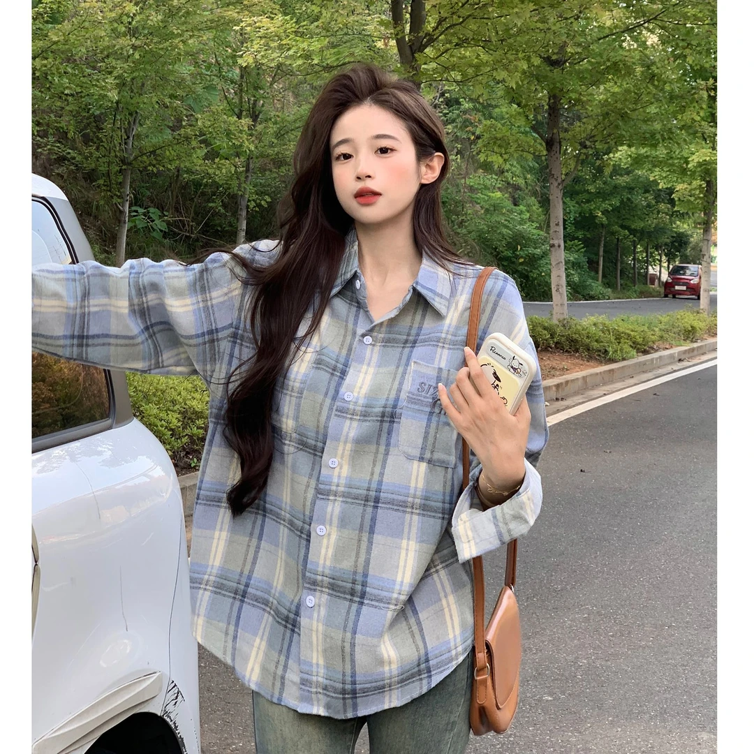 复古宽松韩版港味长袖休闲春秋薄款衬衫小众夏季百搭设计感衬衣女