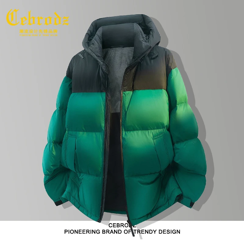 法国Cebrodz羽绒服男冬季拼色连帽90鸭绒保暖外套男士百搭男免烫