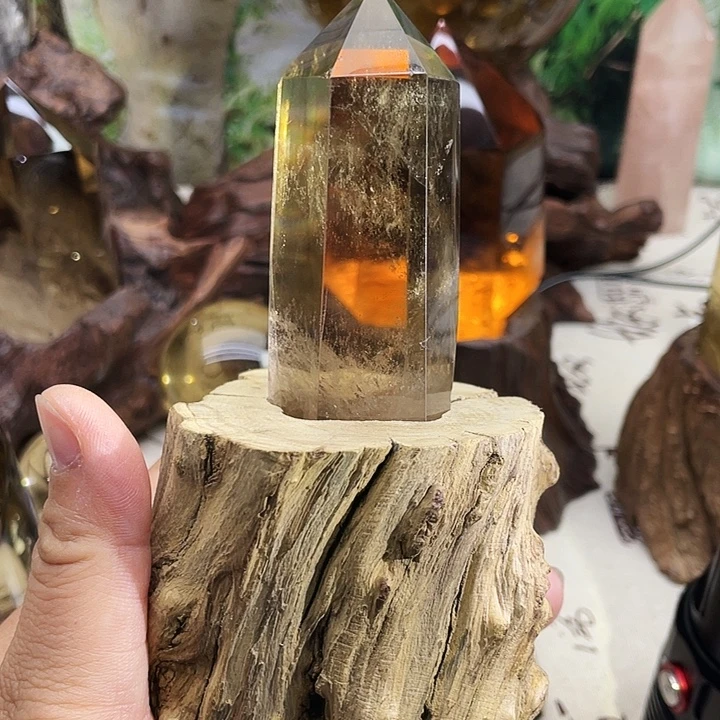 黄晶未镶嵌珠宝半成品黄水晶能量柱