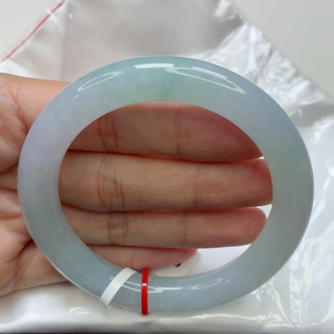 翡翠未镶嵌手镯老坑58圈糯化冰淡春彩021