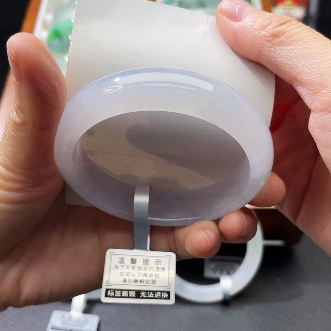翡翠未镶嵌手镯54.6白冰小轮胎