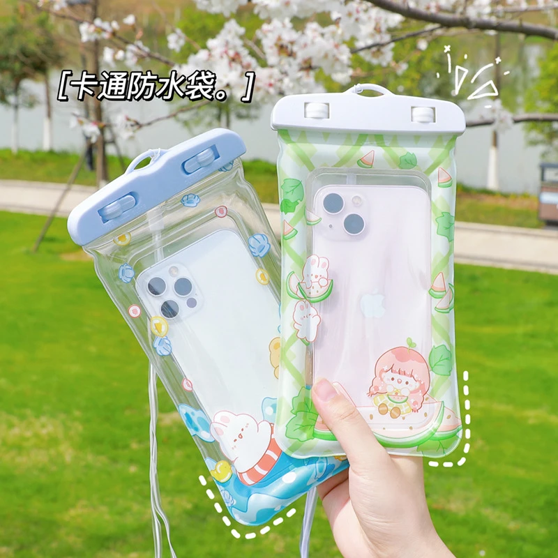 现货夏季漂流卡通透明气囊防水袋便捷游泳保护袋可触屏手机挂袋子