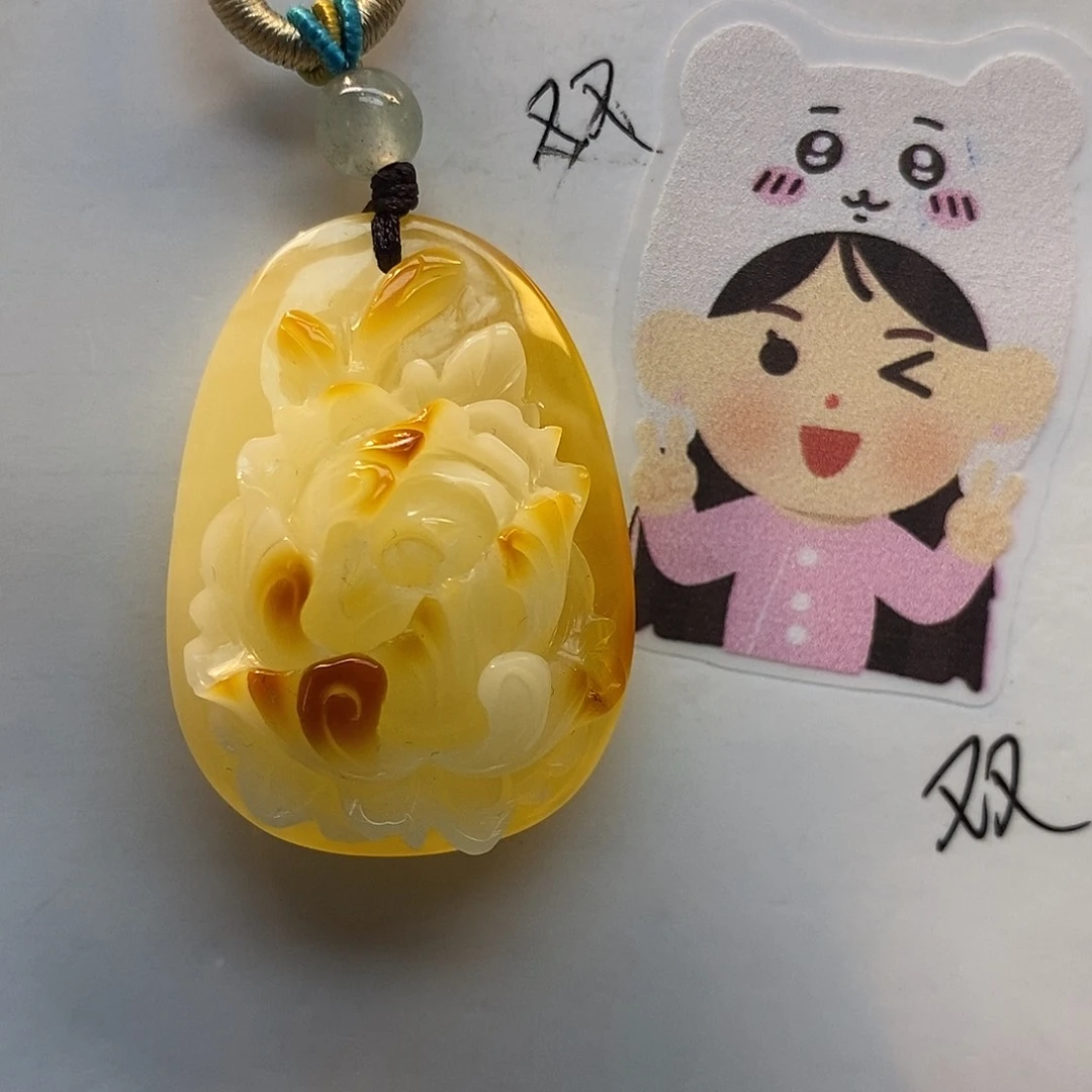 定制琥珀未镶嵌富贵花开