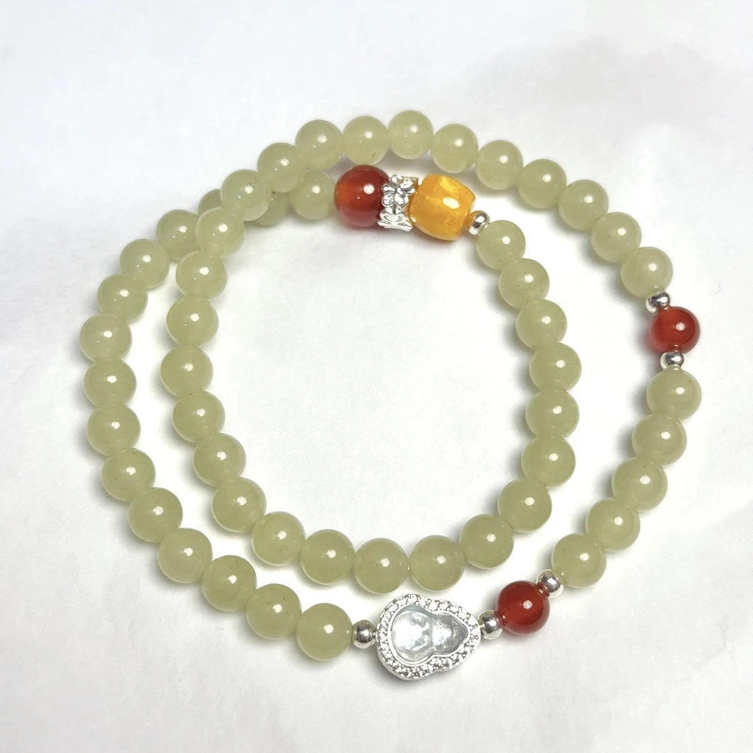 和田玉精品双圈手串（无礼盒）-2