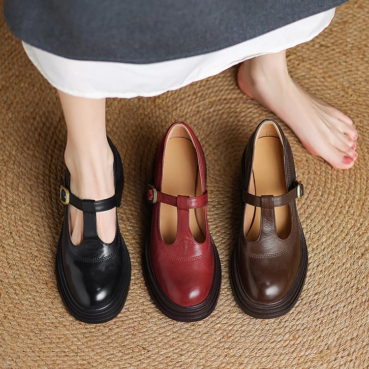 真皮25新款小皮鞋增高厚底圆头玛丽珍深口女单春秋头层牛皮4133麦