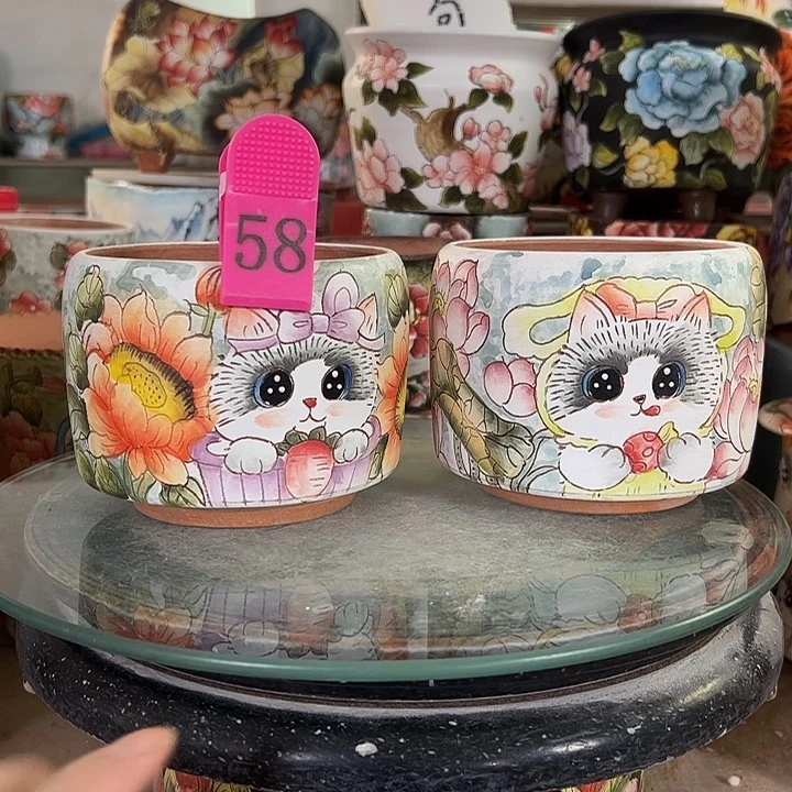 满38包邮 景德镇幸运花盆