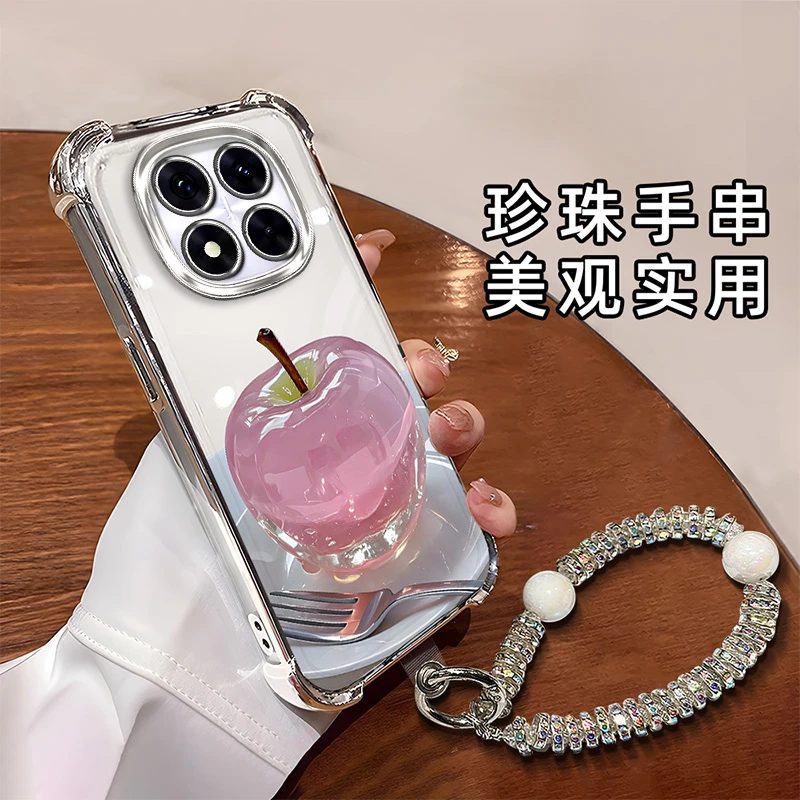 适用于【红米】Note14Pro时尚创意水晶苹果全包电镀四角防摔手机