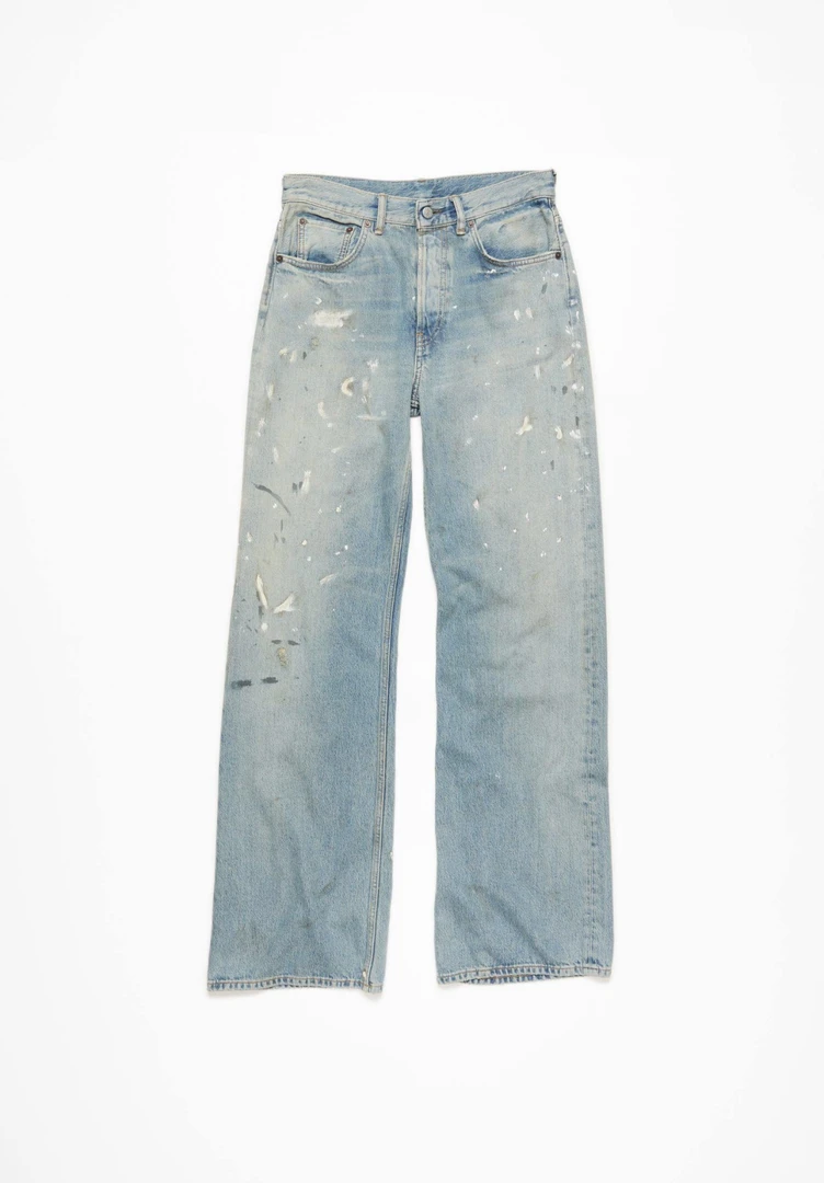 未使用 Acne studio 泼墨做旧宽松水洗牛仔裤