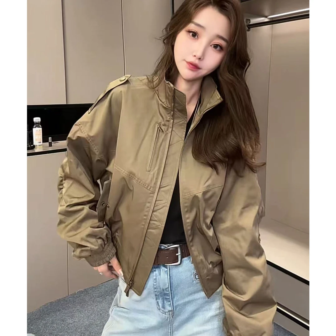 6998高级感辣妹休闲短外套欧货炸街夹克简章设计