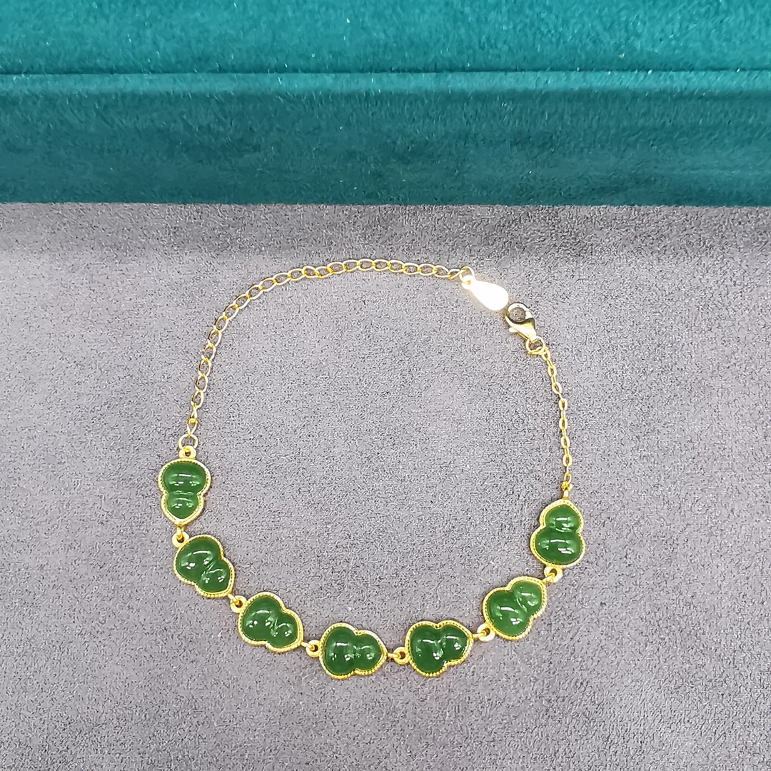 618特惠925银镶嵌碧玉葫芦手链/HG-BYTZ-181（多样性发货）