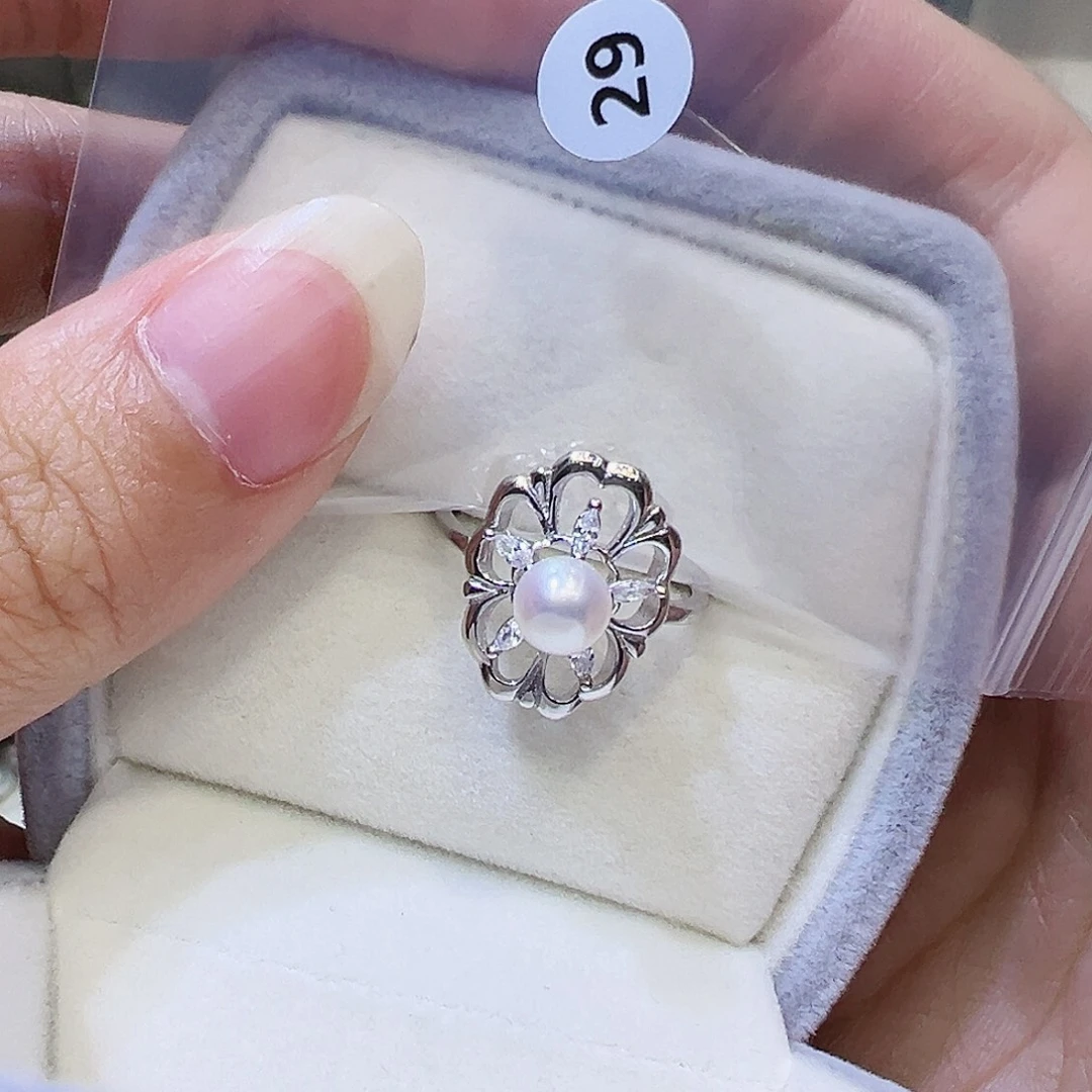 淡水珍珠银S925镶嵌戒指