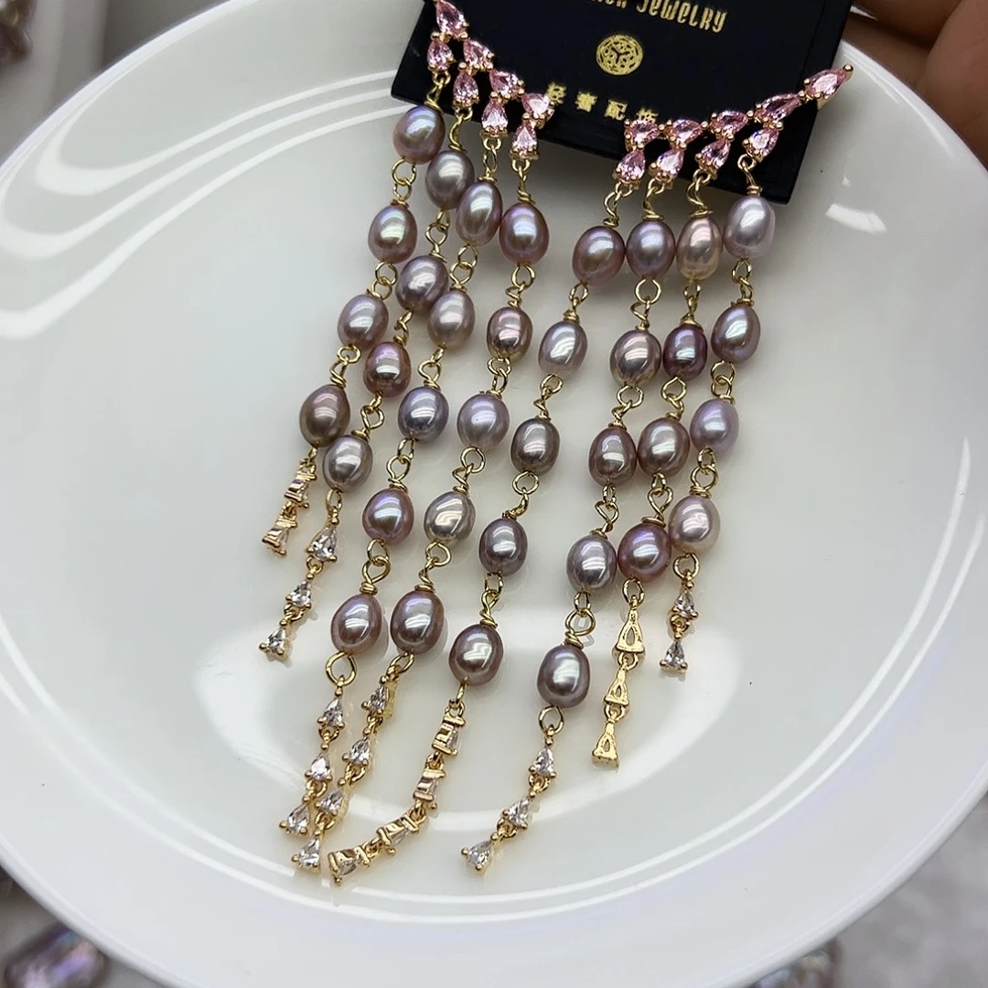 淡水珍珠银S925镶嵌耳饰