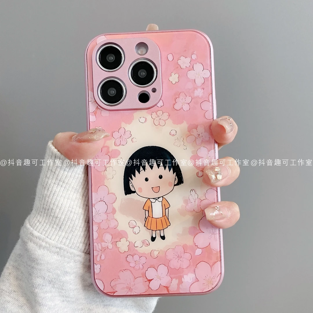 金属玻璃适用iphone16promax苹果15/14/13华为小米手机壳花花丸子