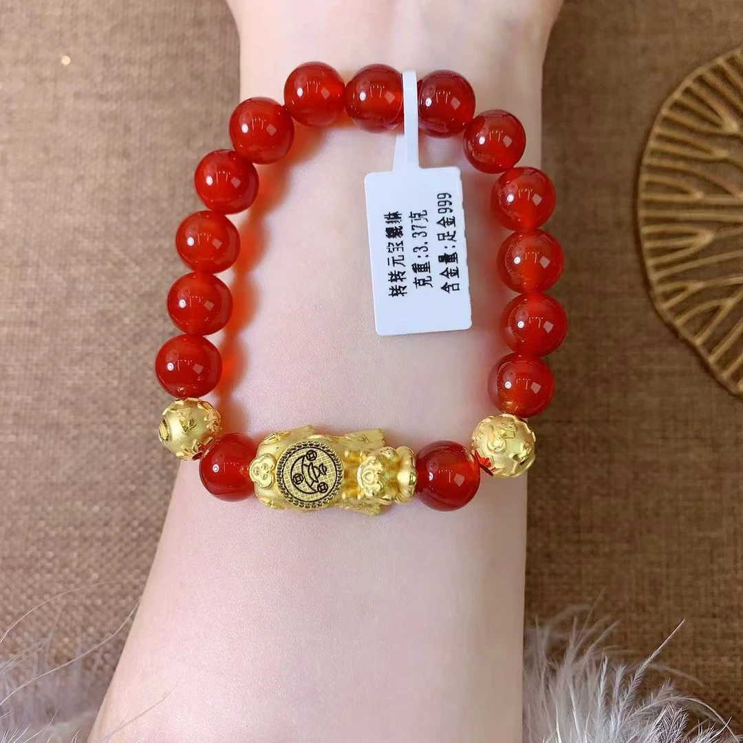 【伟新源】足金999 硬金精品 转转元宝貔貅手串4.79克（卡10mm）