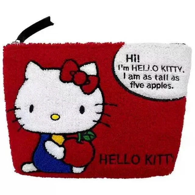 Hellokitty毛绒刺绣化妆包卡通文具笔袋洗漱收纳包