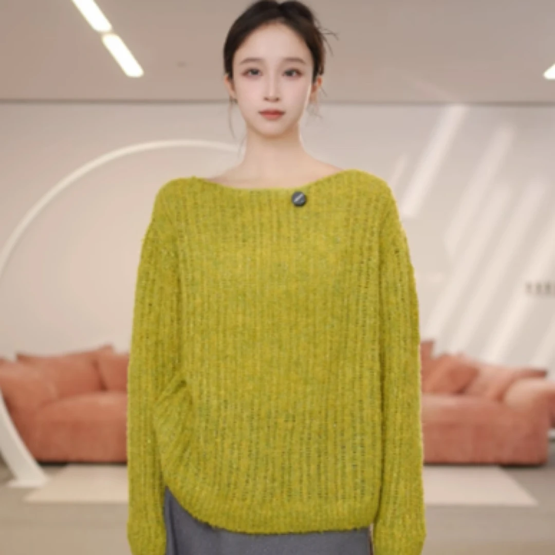 limil/丽米儿新款黄绿色针织上衣938011