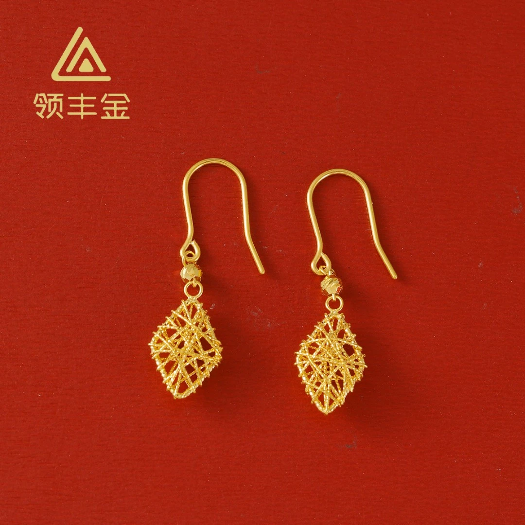 领丰金 5G黄金绕线金枝玉叶耳钩 黄金按克卖 THE011原料金条#TH