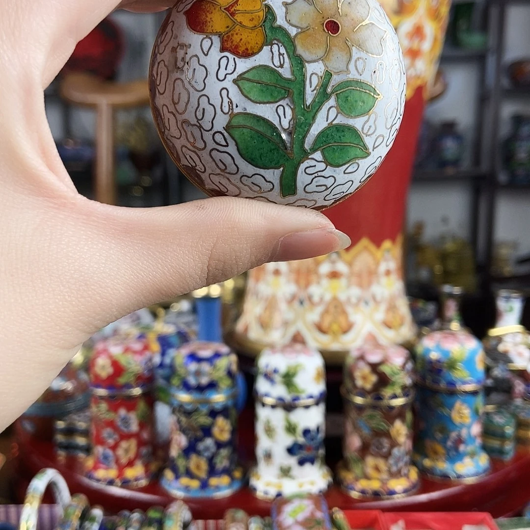 @***竹铜景泰蓝小盒白色（郭