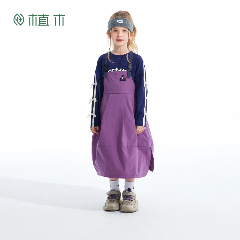 植木童装女童连衣裙2025春季新款中大童背带裙工装连衣裙儿童裙子