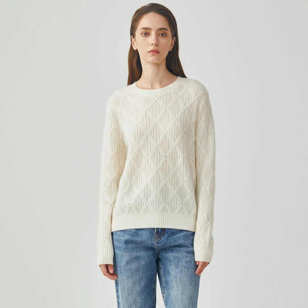 King Deer/鹿王24秋冬百搭时尚针织休闲宽松圆领羊绒衫L804150