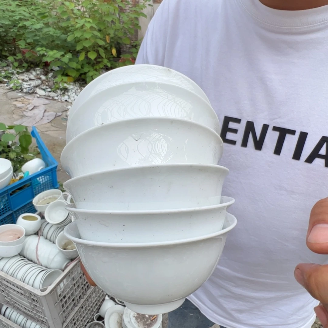 瓷片景德镇陶瓷玉泥4.75寸米饭碗6只