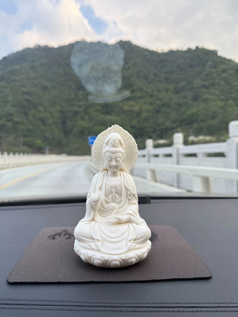 德化白瓷素烧5寸背牌观音摆件家用玄关茶桌办公室车载家居送礼佳