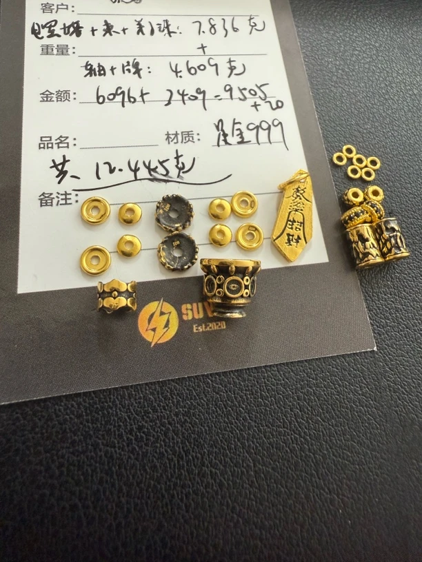 足金999电黑工艺塔线束弟子珠轴