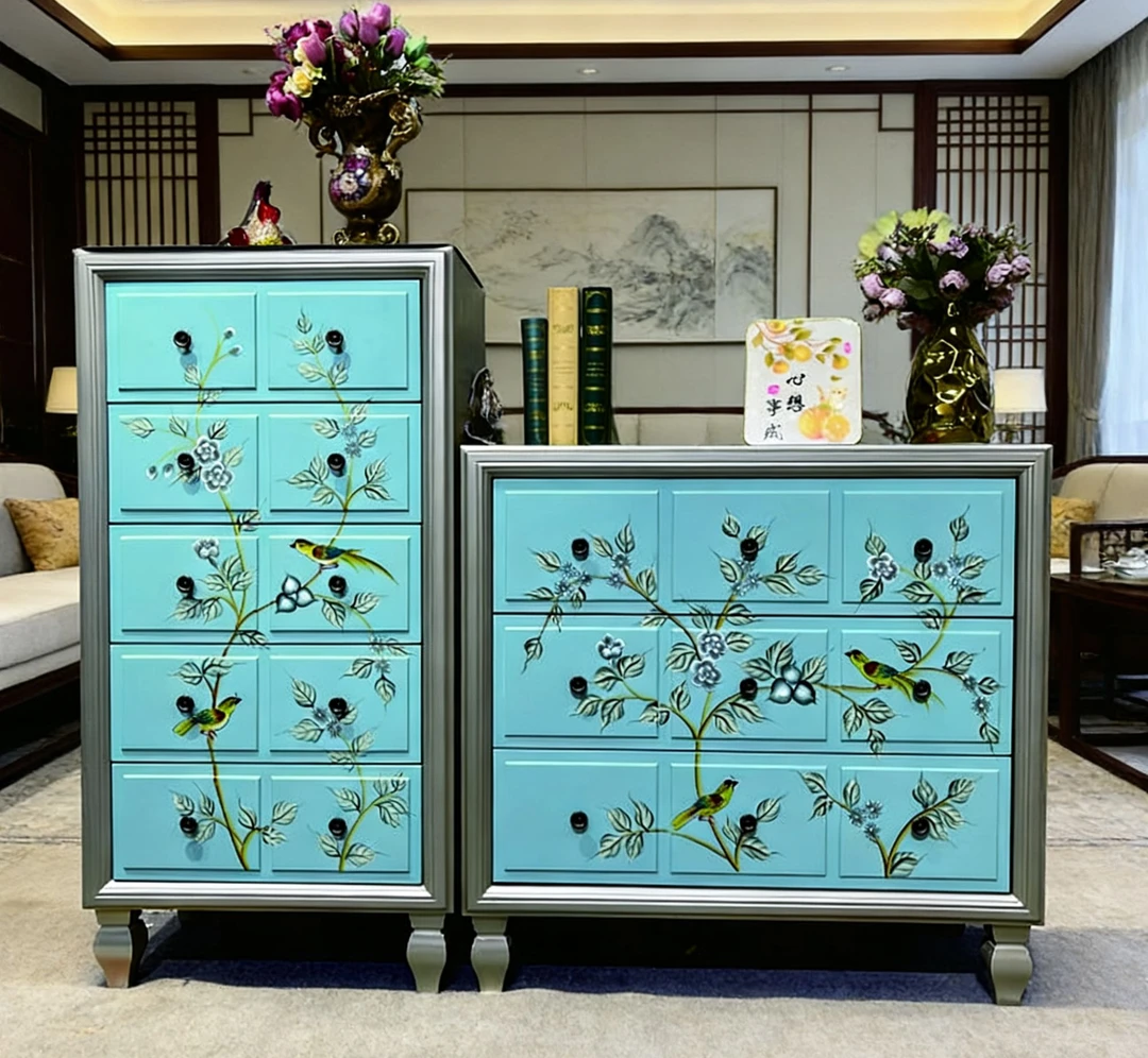 客厅柜实木斗柜2026新款卧室家用彩绘家具三斗五斗六斗柜