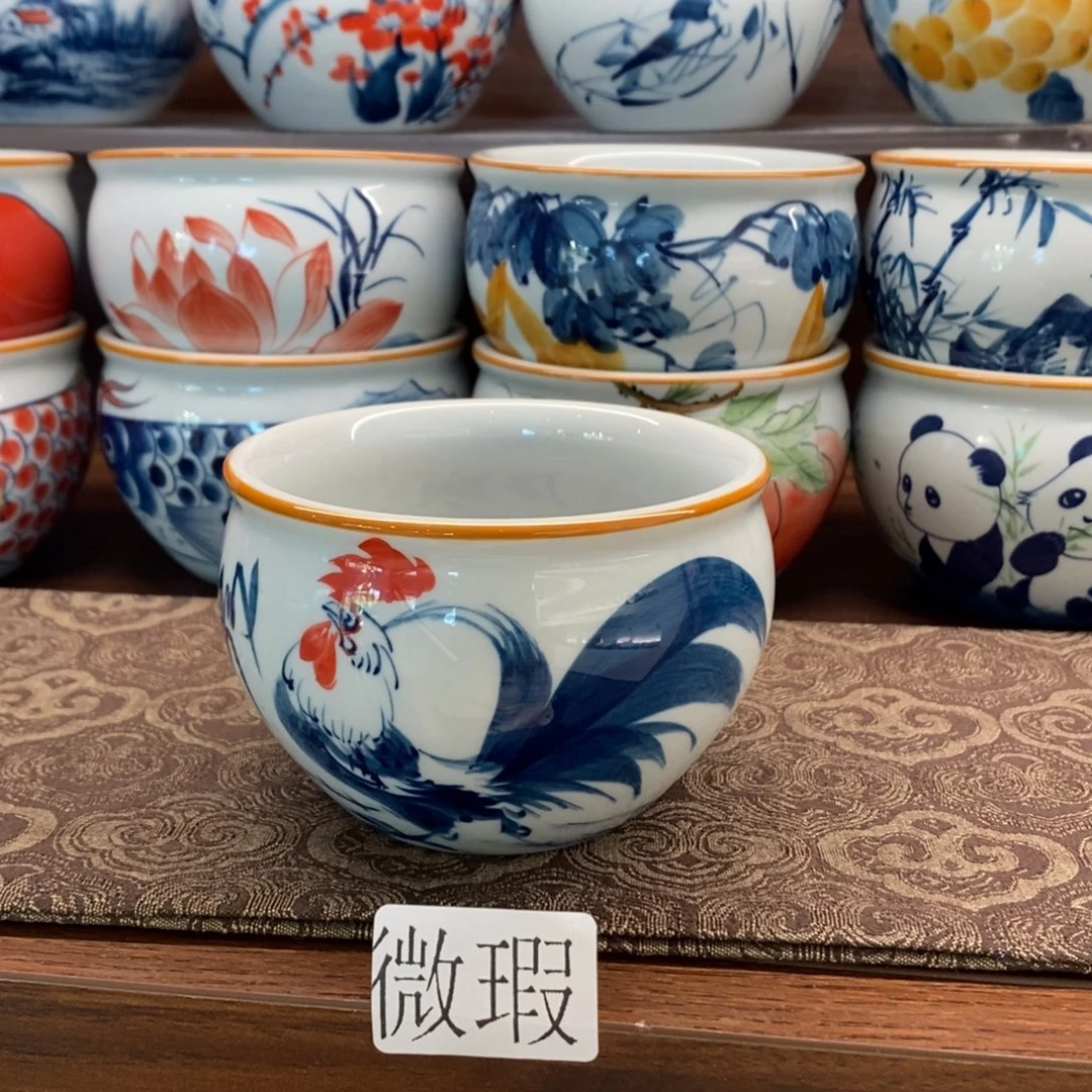 釉下手绘茶具微瑕