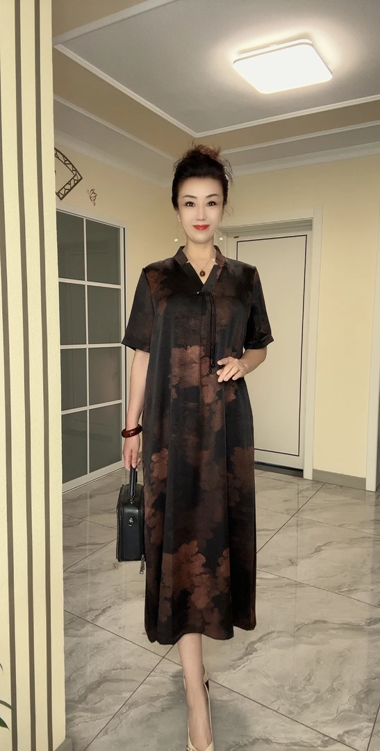 2025新款杭州正品云朵888云锦丝气质连衣裙