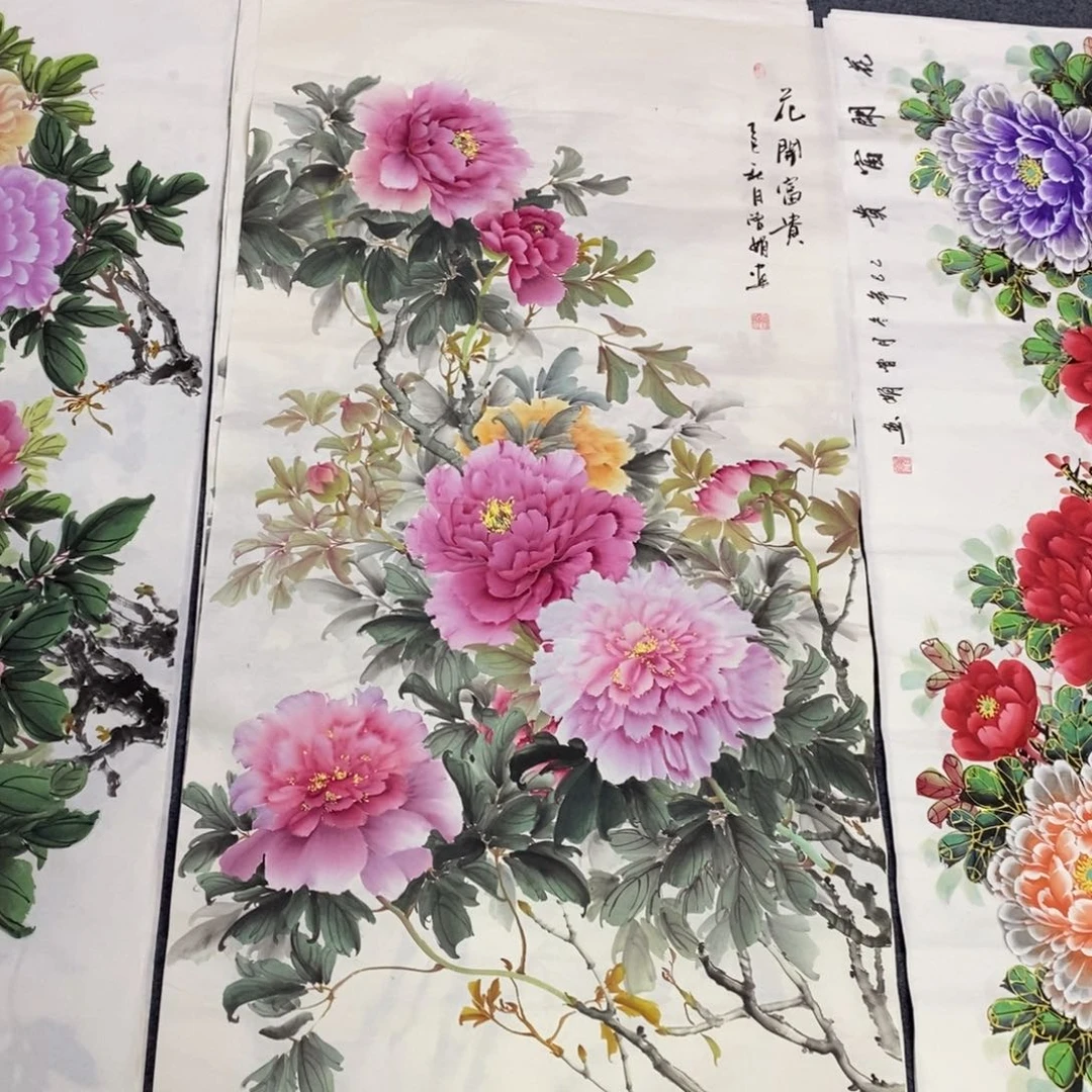 国画尺寸140✖️70四尺精品小写意牡丹