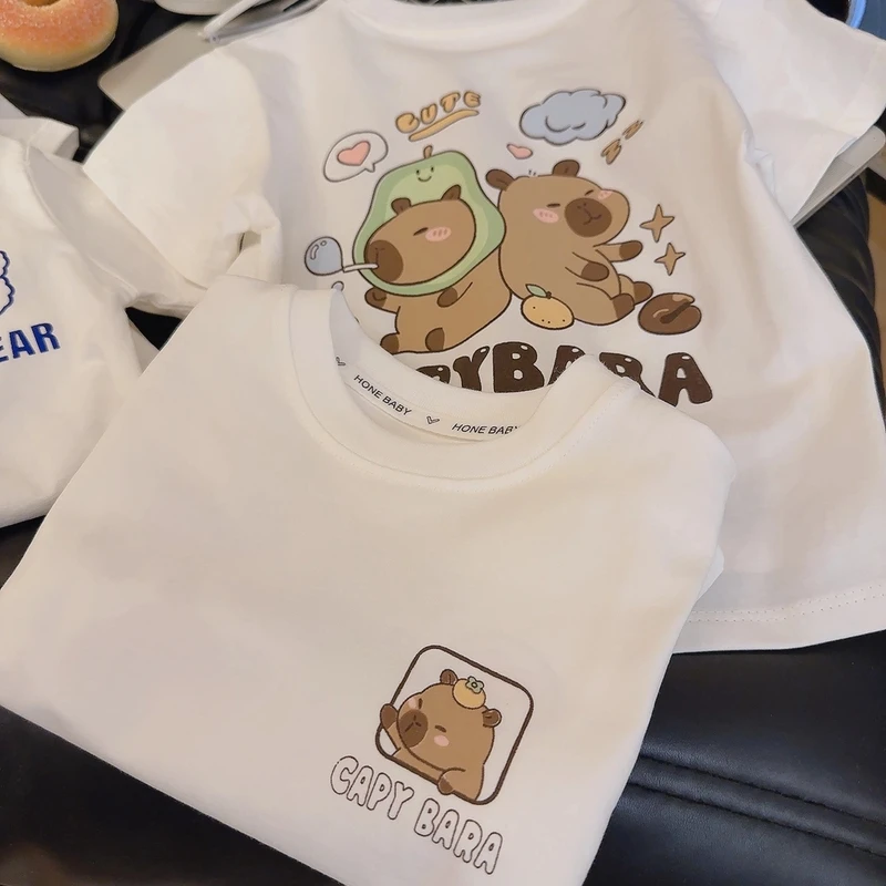 儿童夏季新款短袖T恤男童女童卡通洋气图案上衣男宝宝半袖t恤打底
