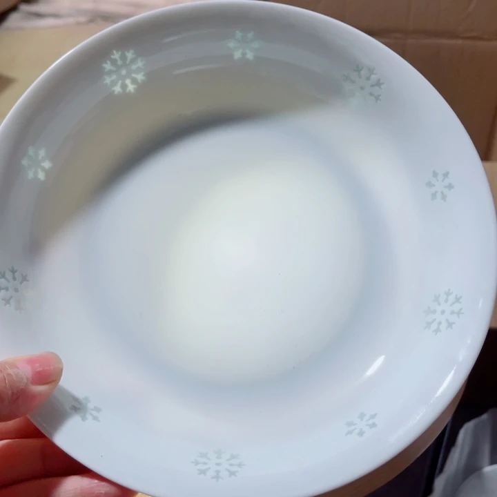 青花玲珑8寸窝盘雪花雕刻4个c****7