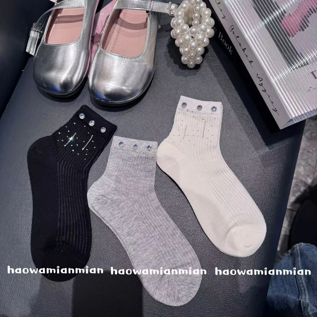 欧货亮钻满天星重工时尚夏季凉感薄透潮流洋气运动百搭短袜袜子