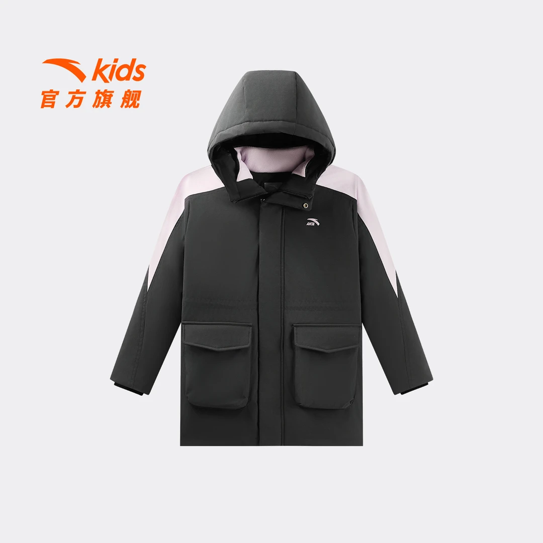 安踏儿童女大童中长羽绒服2025年冬款上新保暖抗寒青少年羽绒外套