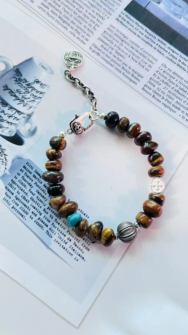 925银手链 S001-【Tiger's eye】原创手作925银虎眼石手链