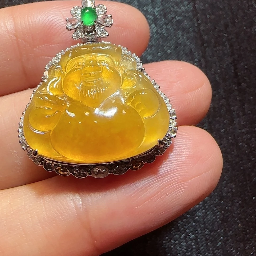 翡翠18K金镶嵌颈饰挂件