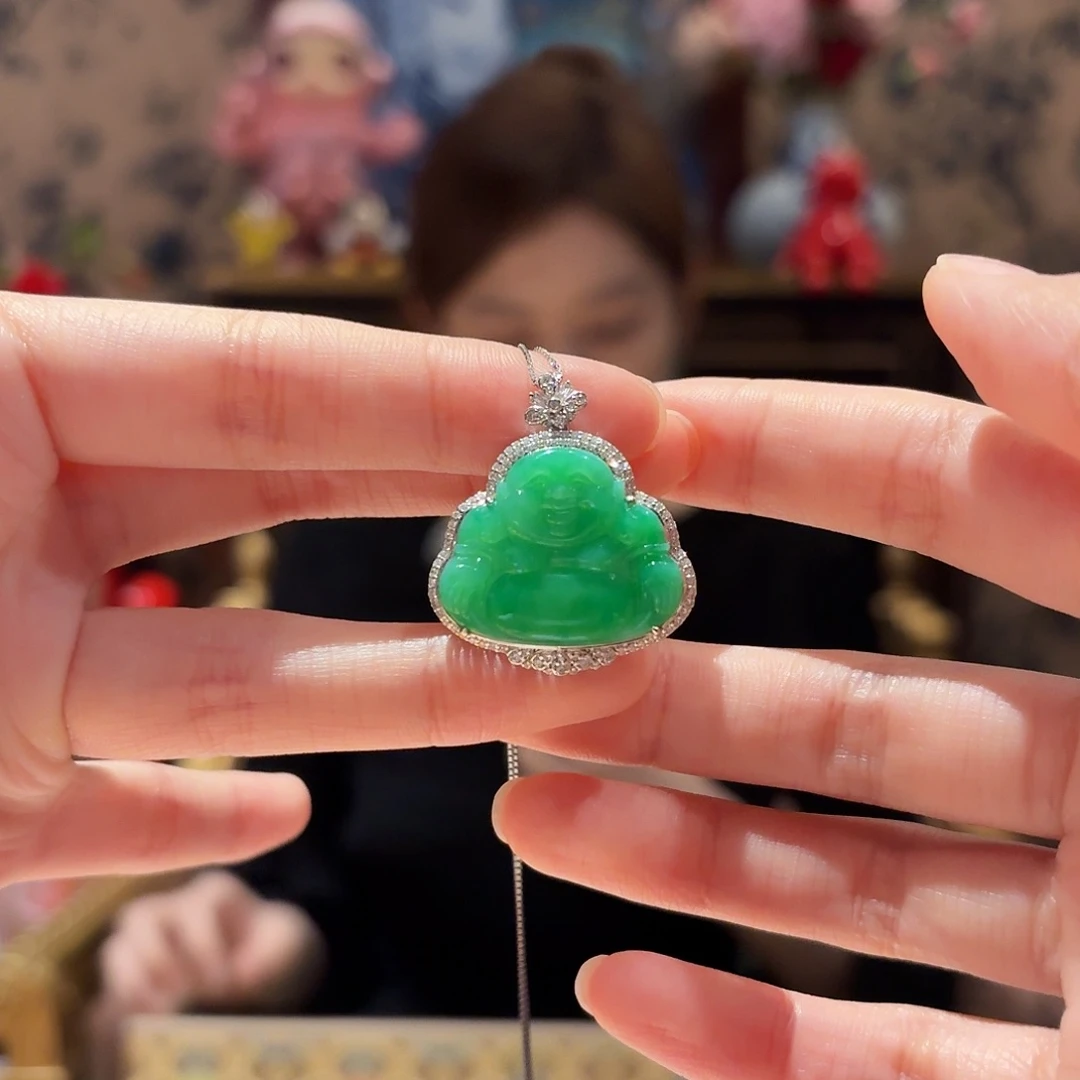 翡翠吊坠(赠链)18K金镶嵌