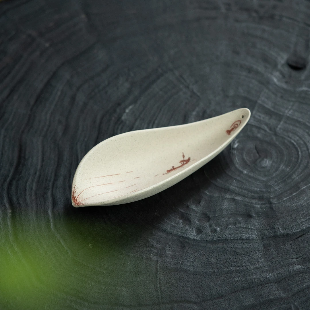 【彭南科专属 |紫砂泛舟茶则 】宜兴紫砂茶具白段泥15cm手工制非遗