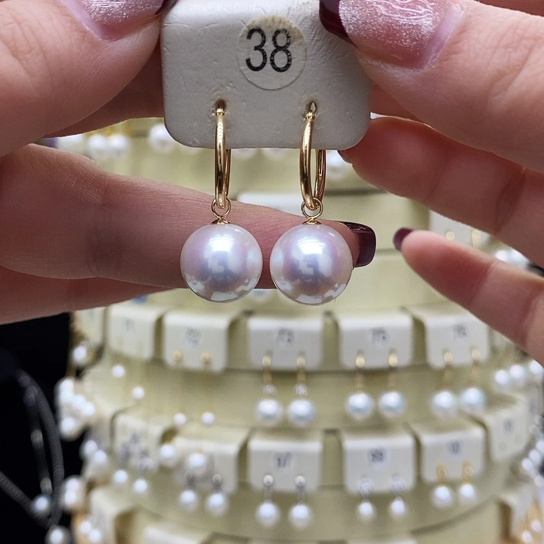 淡水珍珠耳饰18K金镶嵌