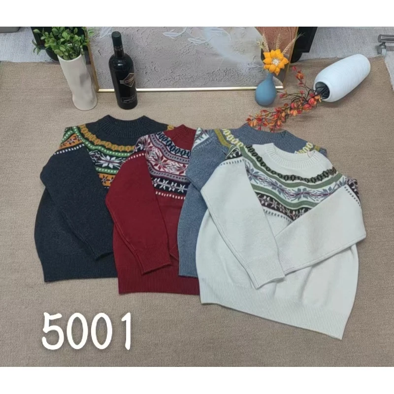 秋冬新款套头盘花毛衣百搭针织衫5820