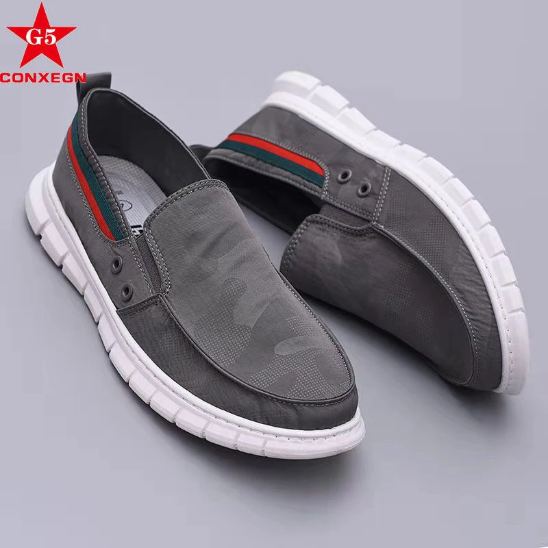 帆布鞋男夏季新款一脚蹬透气休闲老北京布鞋懒人鞋子男