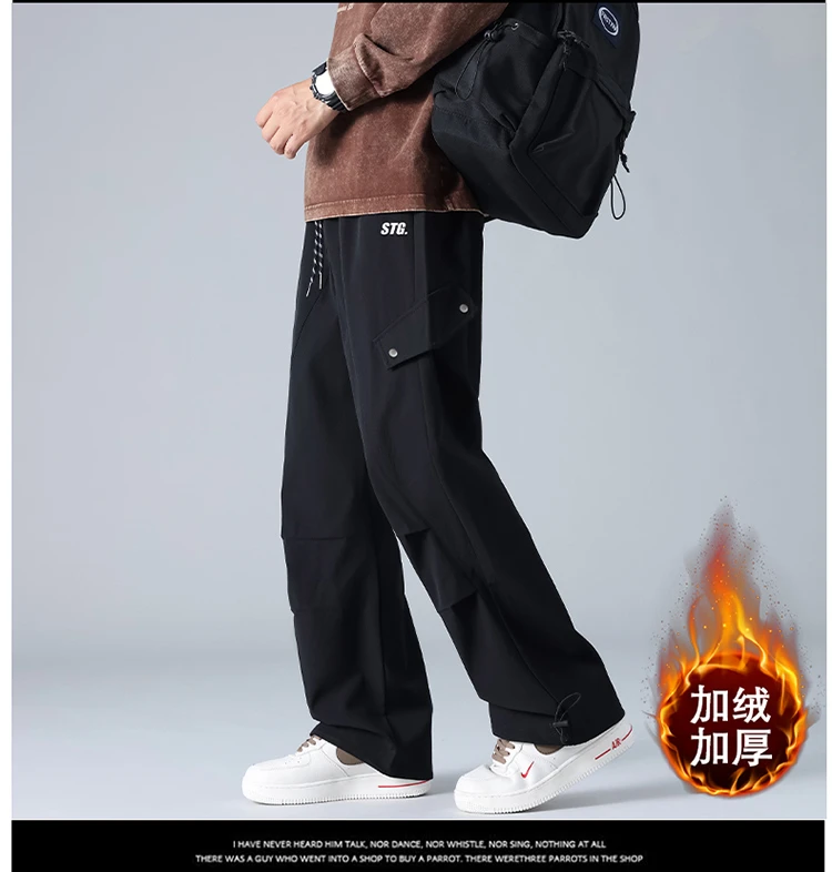 JR2680保暖纯色男冬季男士奥粒绒休闲裤冬季大码长裤