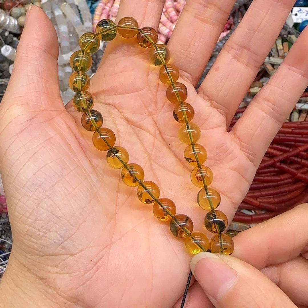 玛瑙/玉髓合金珠宝半成品蓝珀7mm半条